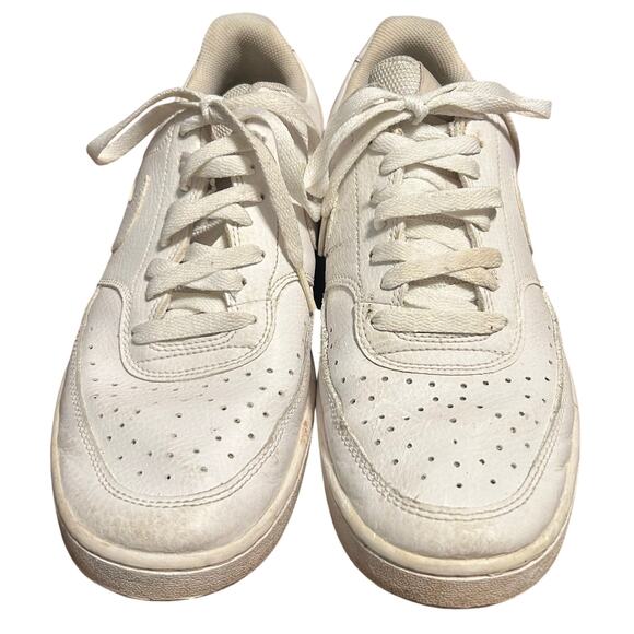 Nike Court Vision Low Triple White leather Men's sneakers Size 9.5 - Picture 2 of 3